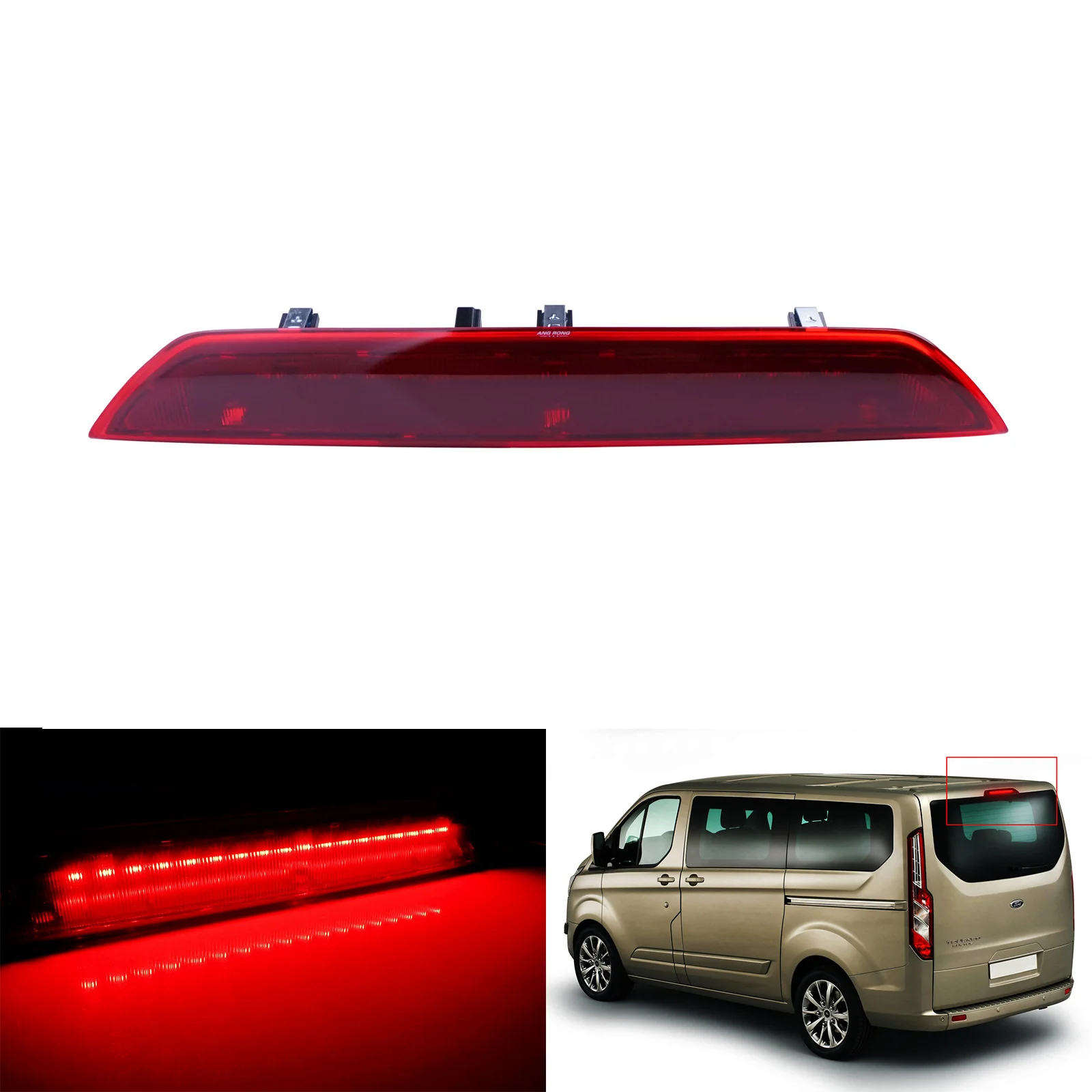 ANGRONG 1X Red LED High Level Third Brake Stop Rear Light For Ford Transit MK8 Tourneo Custom 2012+