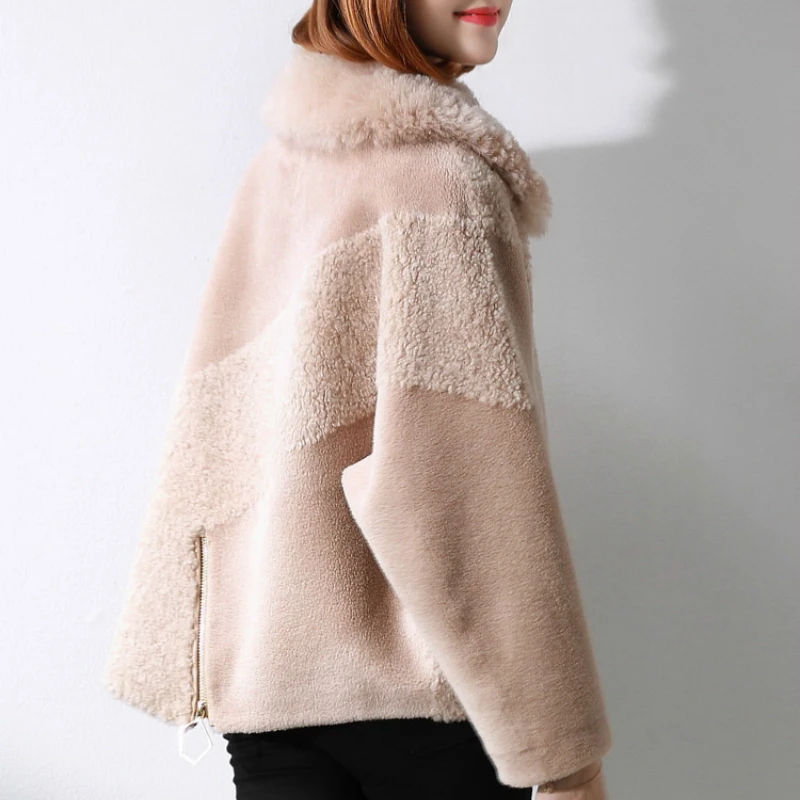 Autumn Winter Jacket Women Sheep Shearing Fur Coats Female Short Natural Wool Overcoat Warm Spring Clothes 2020 LWL1379