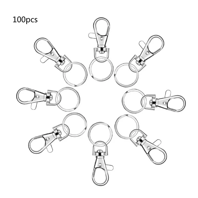 100 Keychain Hooks with Key Rings Keychain Clip Hooks with Rings Jewelry Making 