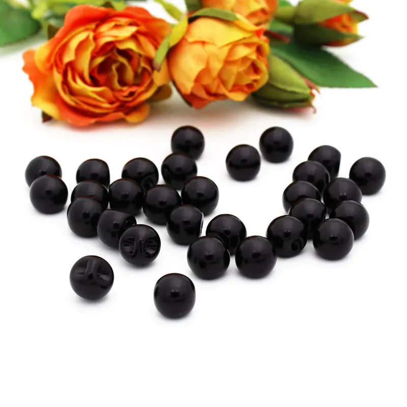 50pcs/lot 8/10/12mm 4 size  black pearls Buttons  sdark hole plastic Decorative Buttons Sewing diy Accessories Scrapbooking