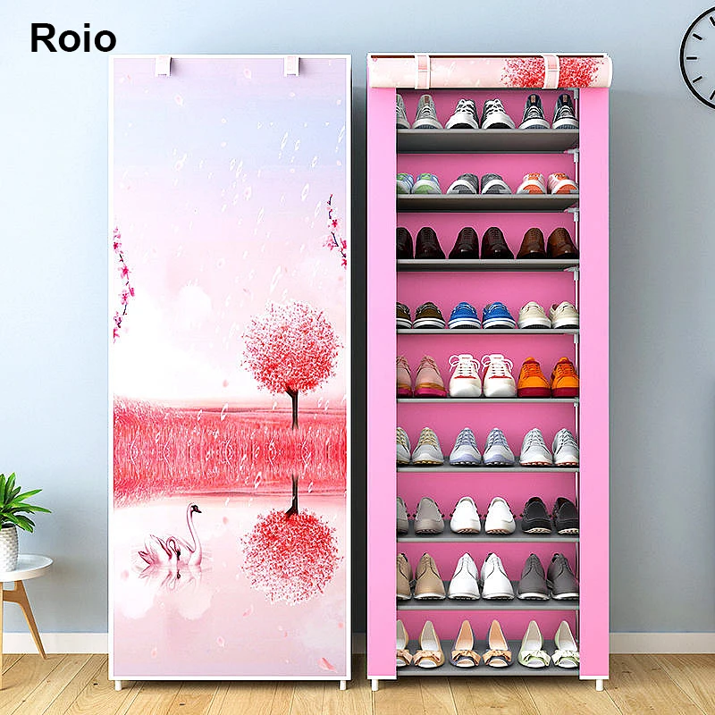 Multilayer Shoe Cabinet Simple Dustproof Home Space-saving indoor Assembly Nonwoven Fabric With Zipper Closed Storage Shoe Rack