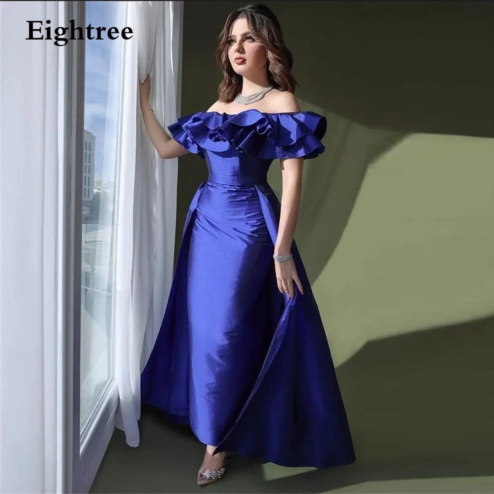 

Eightree Blue Off Shoulder Short Evening Party Dresses Strapless Sleeveless Formal Night Prom Party Graduation Gown Dresss2022