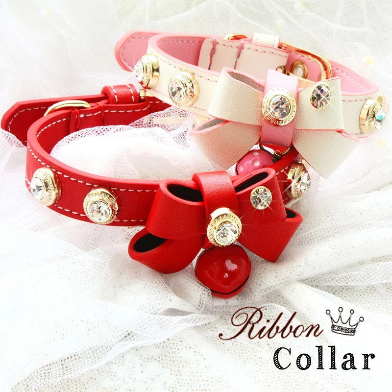 Dog Collar Leash Pet Supplies Accessories Cat Real Litchi Pattern Cowhide Soft Leather Cattle Hide Calfskin Cow Skin Diamond