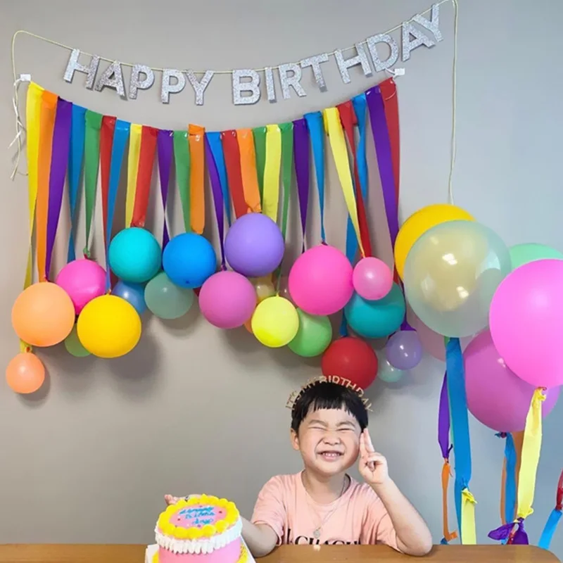 34pcs Color Garland Paper with The Same Paragraph Roll Balloon Wall Children's First Birthday Party Decoration Photo Background