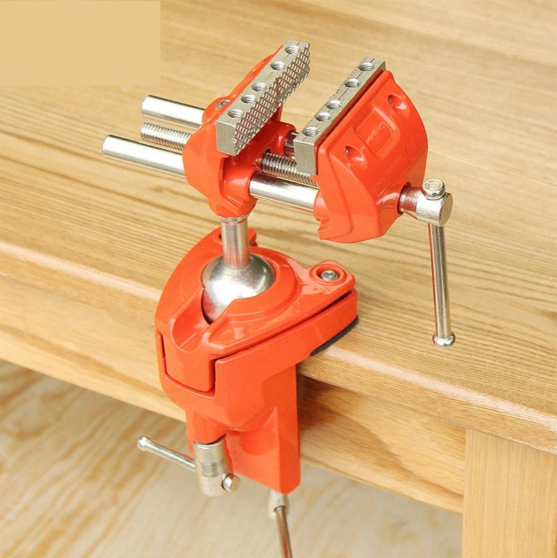 Mini Aluminum 360 Degree Rotating Bench Vise Adjustable 70mm Jaw Width Table Vise Multifunctional Workbench Woodwork Clamp Vise