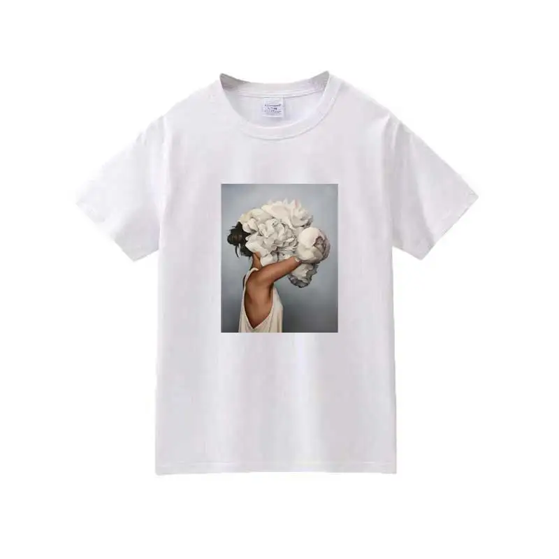 Flower And Maiden Patches On Clothes Washable T-Shirt Thermo Adhesive Stickers Retro Oil Painting Iron-On Transfer For Clothing