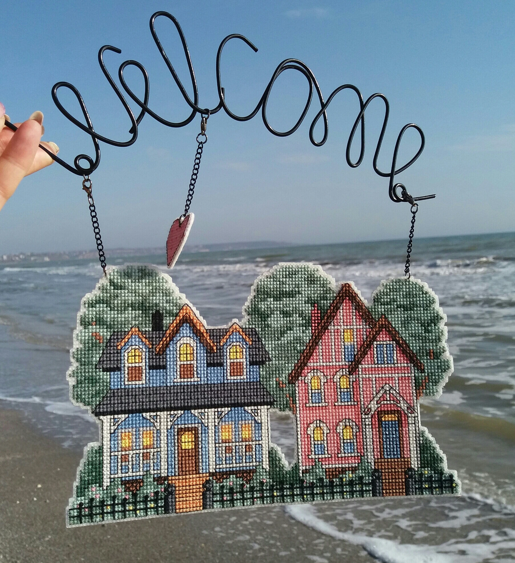 Plastic Kruissteek Woondecoratie Landschap Welkom Geteld Kruissteek Banner Kit 14 Count Borduren Sets Hoge Kwaliteit