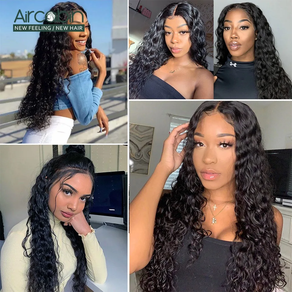 Brazilian Water Wave Bundles With Closure Remy Human Hair 3/4 Bundles With Closure Free Shipping Remy Hair Extensions Aircabin