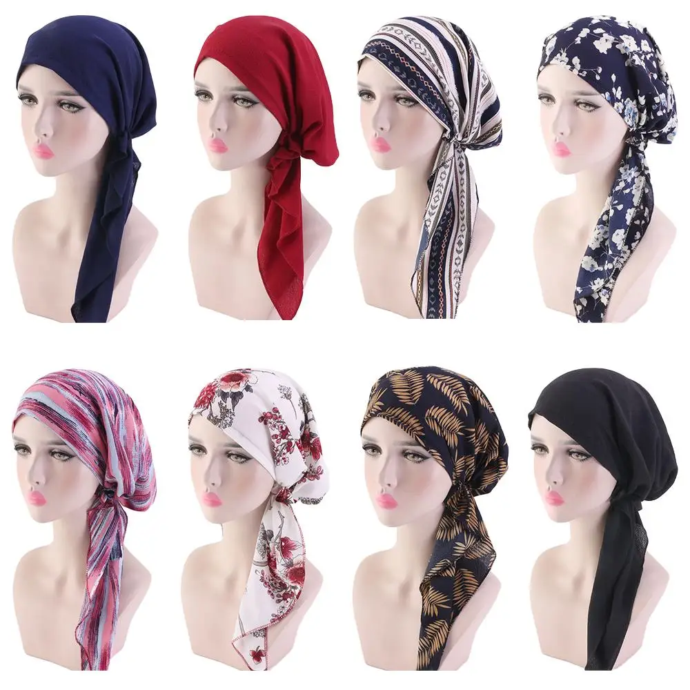 Frauen Muslimischen Gedruckt Hijab Hut Turban Krebs Chemo Cap Indische Beanie Blume Kopf Wickeln Schal Abdeckung Haarausfall Headwear Motorhaube neue