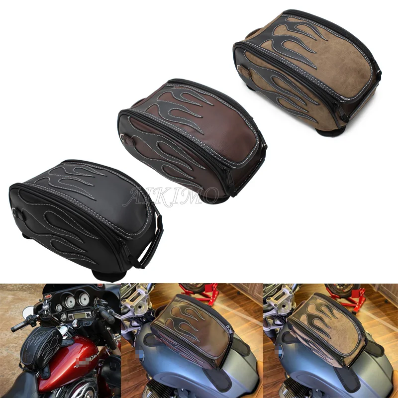 Motorcycle PU Leather Waterproof Oil Fuel Tank Magnetic Travel Bag for Honda CM500 Yamaha Suzuki Harley Sportster BMW