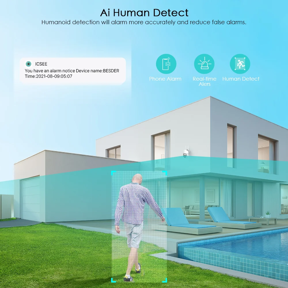 8MP 4K UHD kamera PTZ 5MP AI ludzkie wykrywanie kamera Wifi zewnętrzna bezprzewodowa wodoodporna kamera bezpieczeństwa nadzór wideo ICSEE