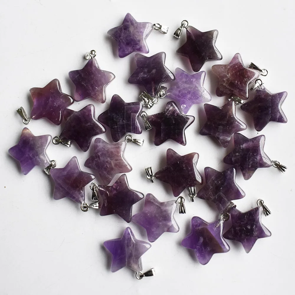 2020 Bestseller: Modische, sortierte Amethyst-Sternanhänger aus Naturstein für DIY-Schmuckherstellung, 30 Stück/Lot, Großhandel, versandkostenfrei. – Detail 2