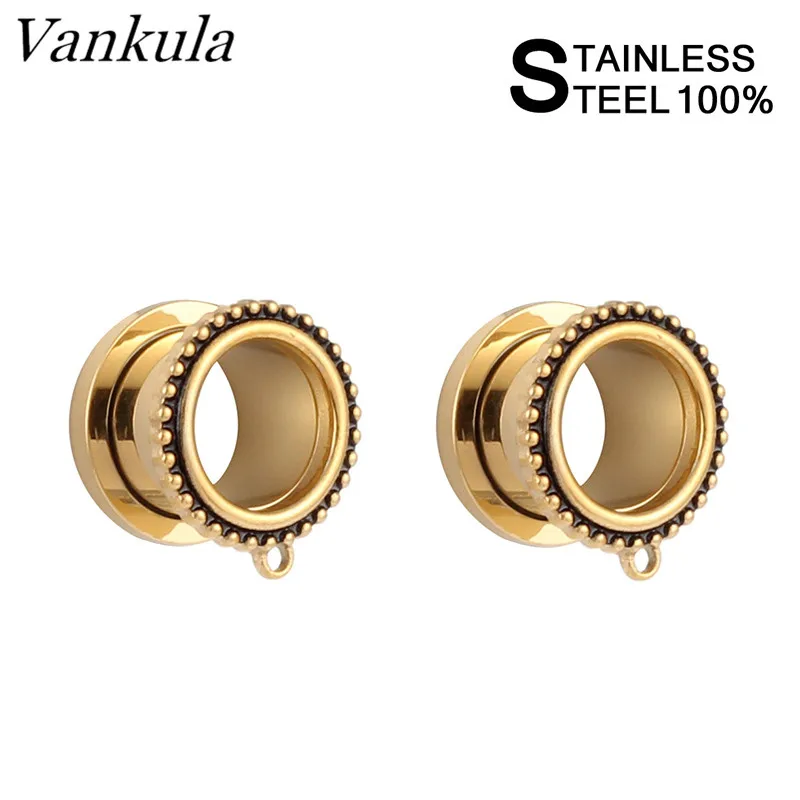 Vankula 316L Stainless Steel DIY Ear Flesh Tunnels Body Piercing Fashion Jewelry Body Jewelry Earrings Expander Pair Selling