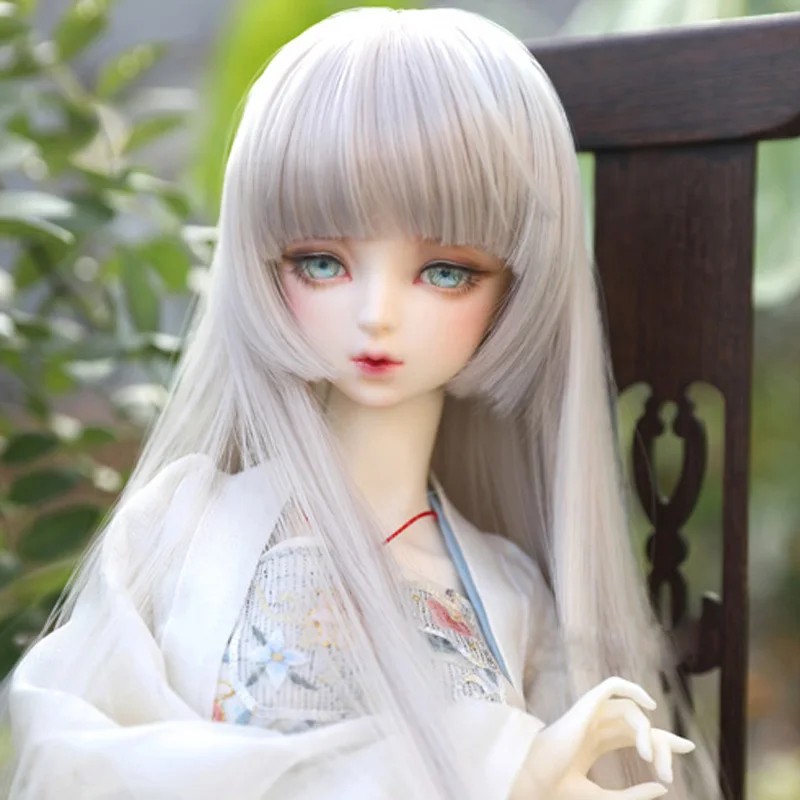 1/3 1/4 1/6 1/8 Long Style Sliver Grey High Temperature Wire BJD Doll Wig Hair Many Color