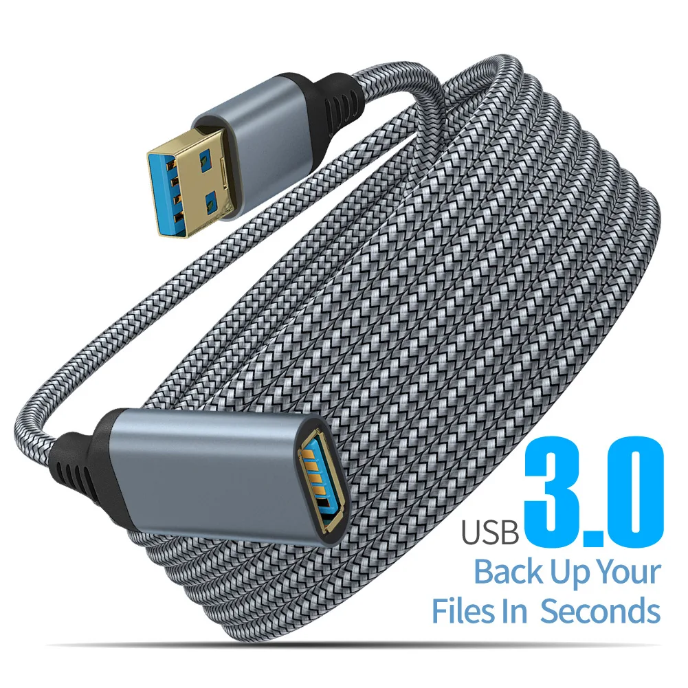 UTHAI Nylon-geflochtenes USB 3.0-Stecker-auf-Buchse-Hochgeschwindigkeits-Übertragungsdatenkabel, Verlängerungskabel für Computer, Kamera, Drucker – Detail 2