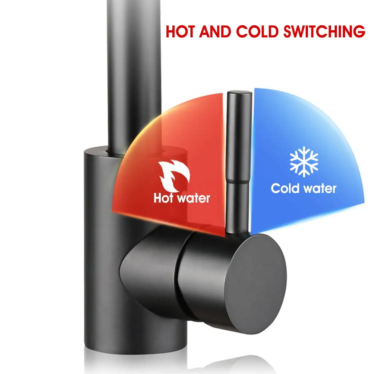 Grifo de cocina de acero inoxidable, rociador de agua fría y caliente para fregadero de cocina, con una sola manija y rotación de 360 grados, color negro