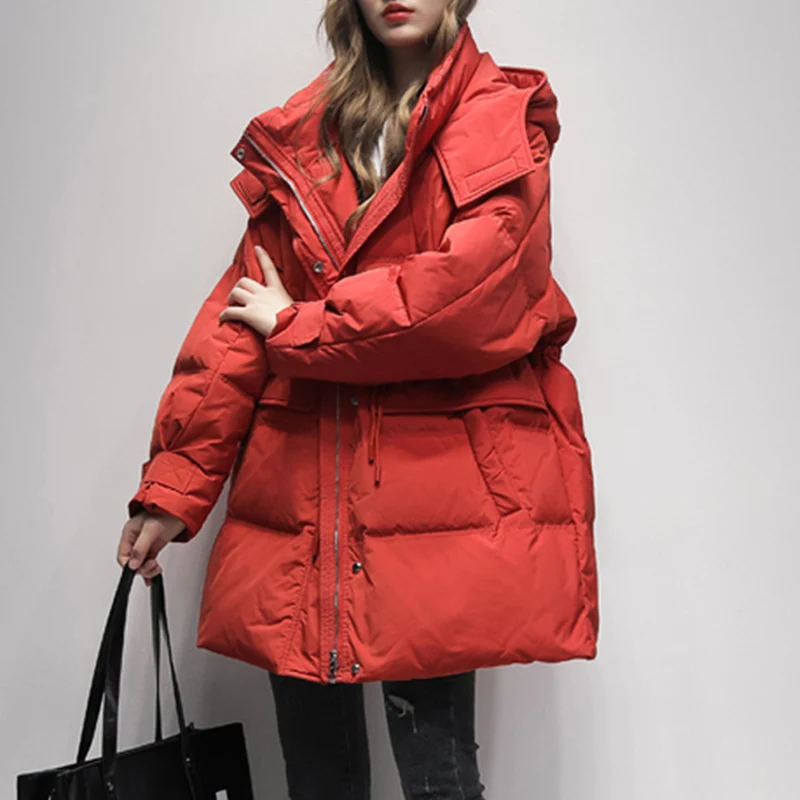 New Winter Women Loose Down Coat Windproof 90% White Duck Down Jacket Female Parkas Feather Puffer Snow Outwear