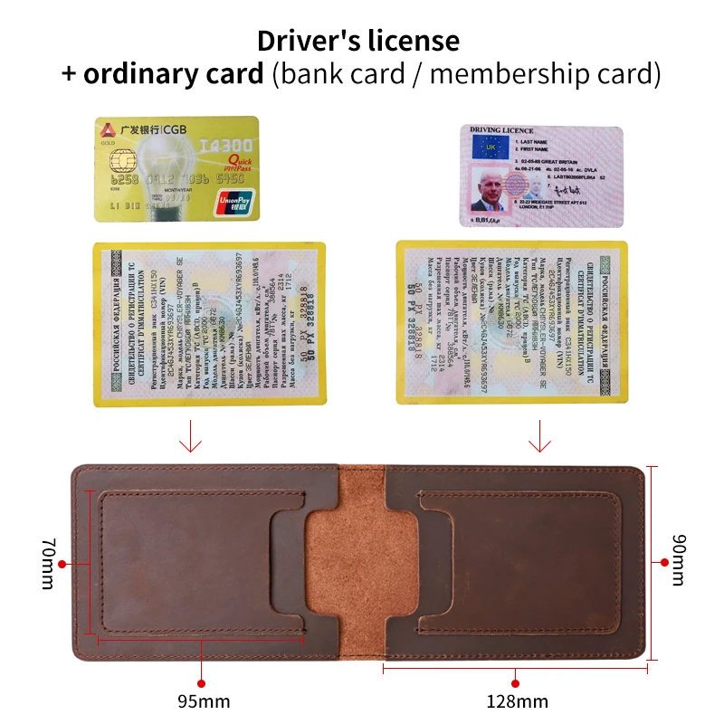 2021 Men's Card Wallet Genuine Leather Driver License Holder Storage Credit ID Card Slot Thin Auto Document Case For Russia