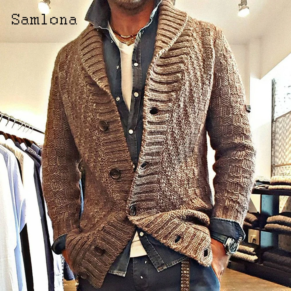 Plus Size 4xl Men Autumn New Pleated Knitted Sweaters Winter Warm Coats Mens 2023 Single Breasted Sweater Hooded Top Cardigans