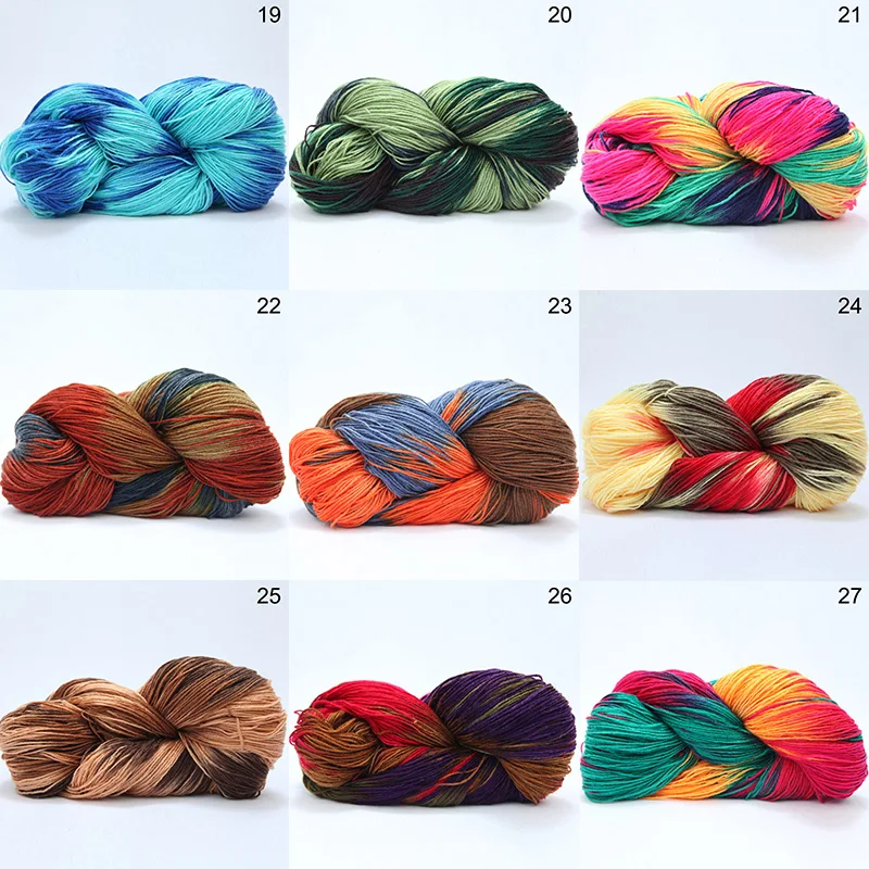 Hilo de lana de algodón de colores degradados, hilo acrílico para tejer a mano, manualidades de bufandas y suéteres, 50g
