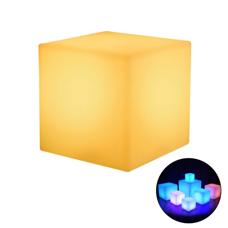 Glowing Cube Square Stool LED Light Cube Chair Waterproof Rechargeable