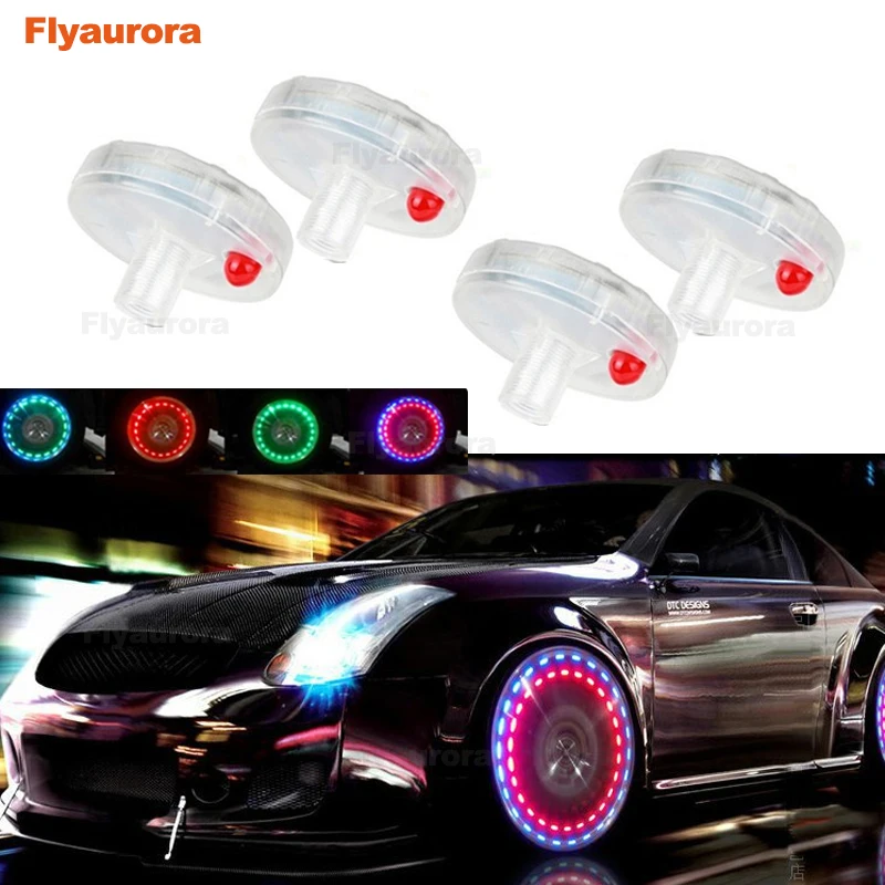 Solar Energy Wheel Light Decorative Flashing Colorful LED Tire Light Gas Nozzle Cap Motion Sensors for Car motorcycles Bike Bicy