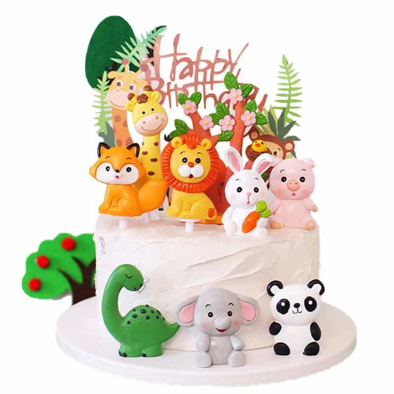 Jungle Animal Party Theme Birthday cake Ornaments Decoration Cake topper Decoration Animal Decoration Children's Party Supplies