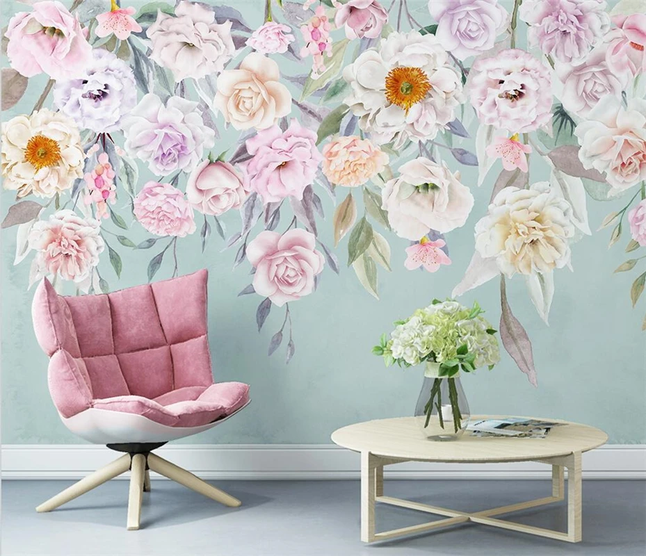 

beibehang Customize new modern minimalist pastoral flower background wallpaper papel de pared wall paper home decor papier peint