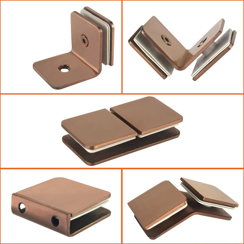 

High Quality 4PCS 304 Stainless Steel Glass Clamps Clips Shower Glass Door Fixed Holder Brackets for 8~12mm Glass Rose Gold