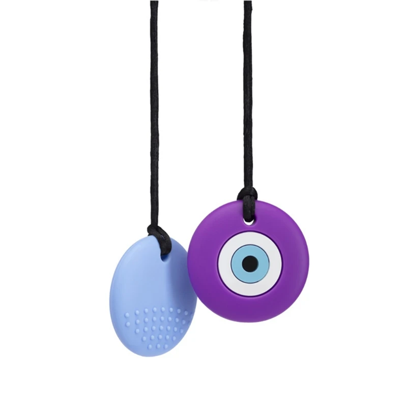 1pc Blue Eye Shape Food Grade Silicone Baby Teethers Safe Soft Silicone Beads Sensory Necklace Toys for Kids Newborn Autism Care