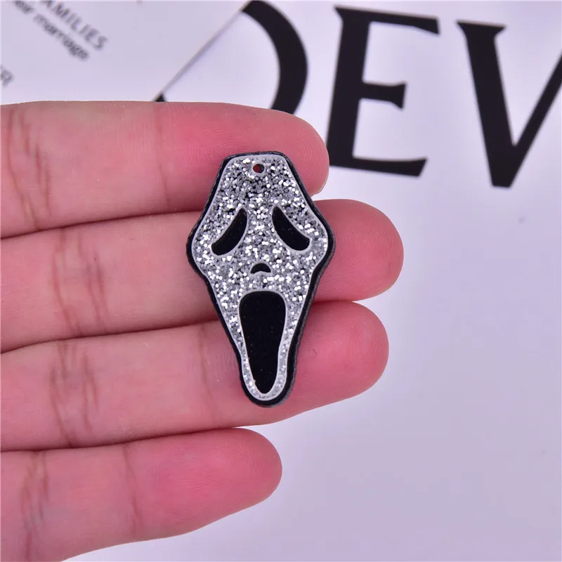 10pcs/pack Skull Evil Arcylic Charms Pendant  for DIY Earring  Keychain Jewelry Making