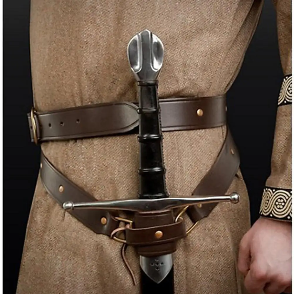 Medieval Steampunk Sword Holder PU Belt Waist Sheath Adjustable Buckle Strap Sword Holder Belt Viking Pirate Knight Cosplay