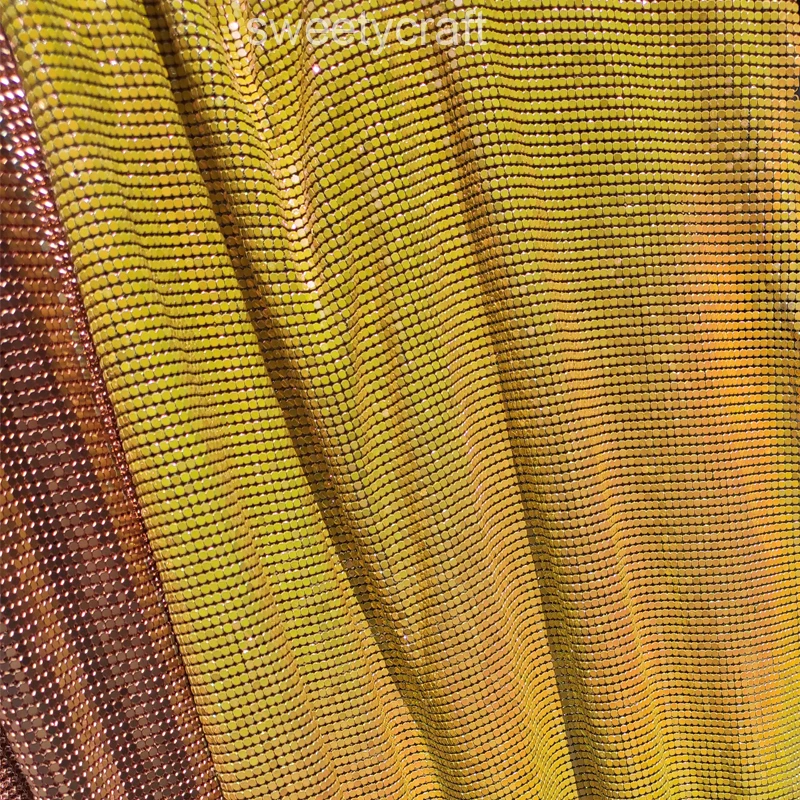 

45*150cm High quality iridescent metallic metal mesh sequin fabric curtains sexy women evening dress tablecloth swimwear Cosplay