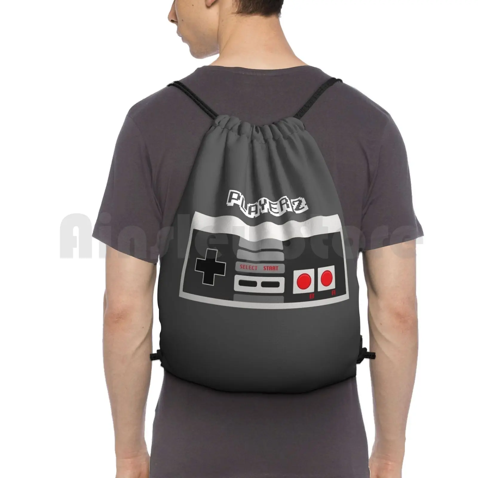 Retro Gamer Design Player 2 Backpack Drawstring Bags Gym Bag Waterproof Technology Console Computer Keypad Gaming Leisure