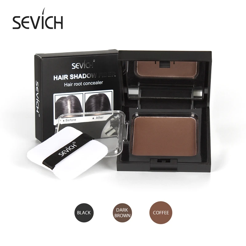 Sevich Edge Control 3 Colors Waterproof 12g Hair Fluffy Powder with Puff Instantly Hair Concealer Coverag Hairline Shadow Powder