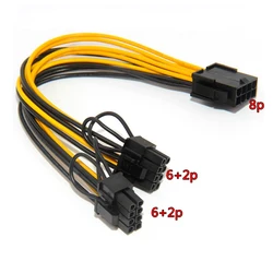 Cpu ou gpu 8pin para 2x8pin(6 + 2) placa gráfica para mineiro, duplo pci-e pcie 8pin, cabo divisor de alimentação, 21cm