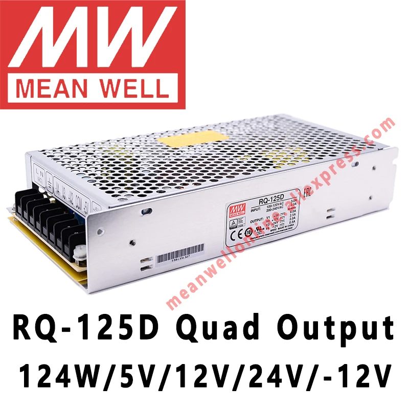 Mean Well RQ-125D 5V/12V/24V/-12V AC/DC 124W Quad Output Switching Power Supply meanwell online store