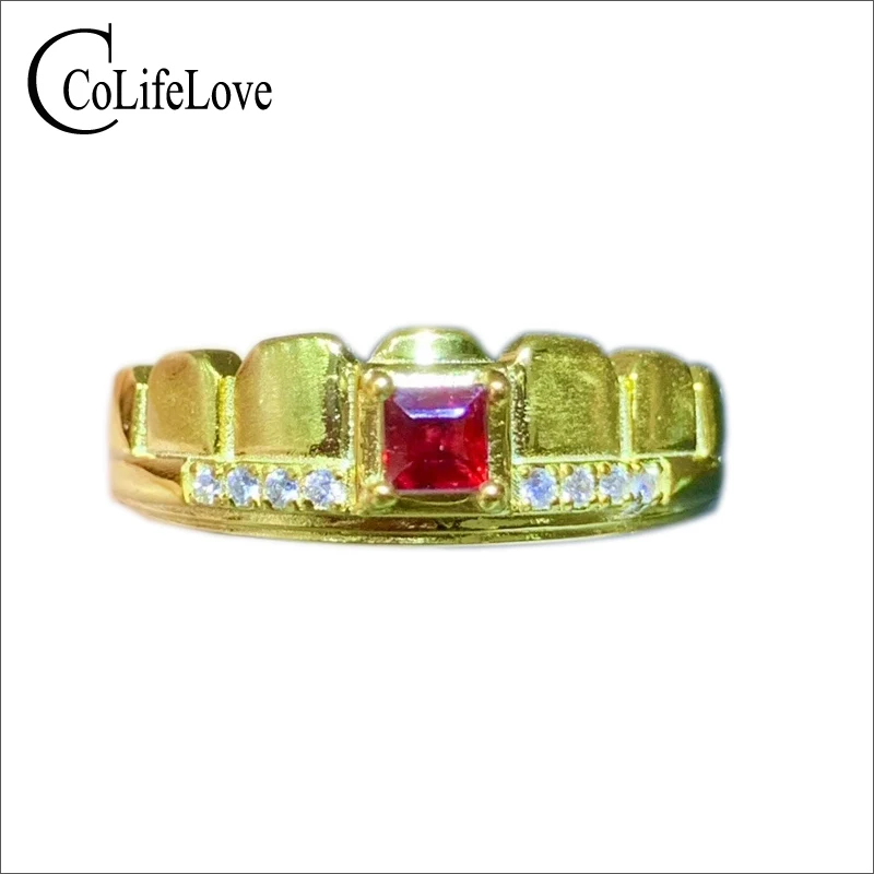 

CoLife Jewelry 100% Natural Ruby Ring 3mm SI Grade Ruby Silver Ring Brithday Gift for Woman Fashion Silver Gemstone Ring