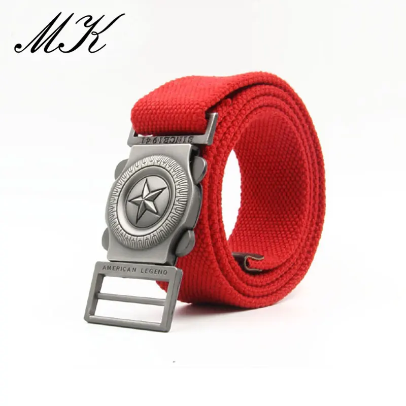 Maikun Men‘s Star Alloy Buckle Canvas Tactical Belt For Women Student Trousers Suitable Outdoor Rock Climbing Cycling