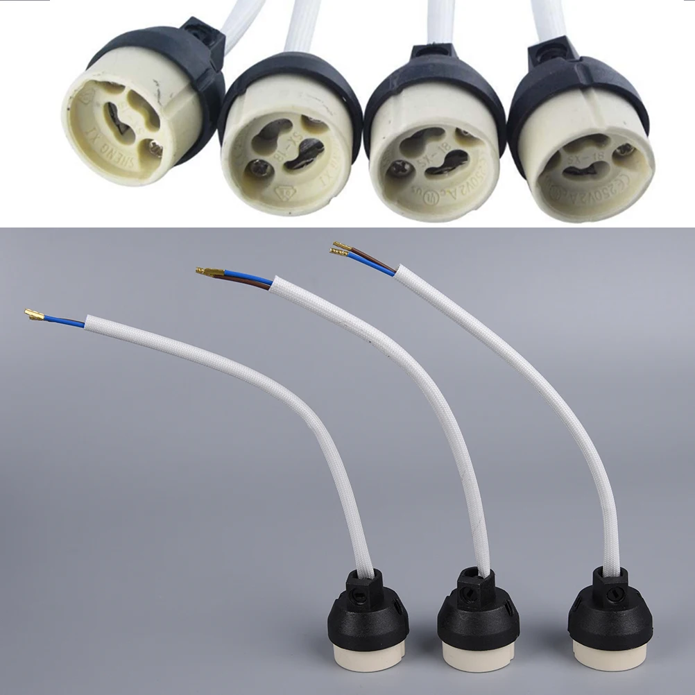 One Piece Ceramic Holder Lamp Wiring For GU10 Base Halogen Sockets Or GU10 Led Bulb Socket Base Connector
