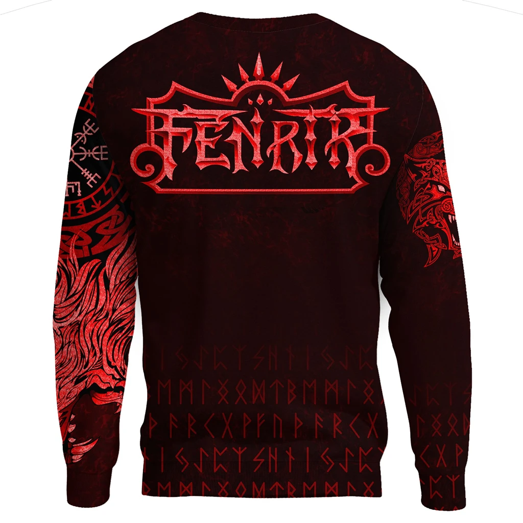 New Viking Totem Hoodie Fenrir Wolf Red Tattoo 3D stampato Mens Zipper Hoodie Unisex Fashion Casual felpa DYI279