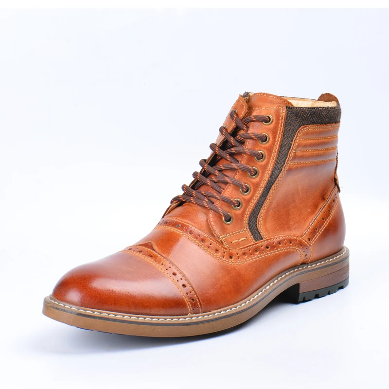 ZFTL-Botas de piel auténtica para hombre, botines informales con cordones, talla grande, hechos a mano, cálidos, invierno, 2023