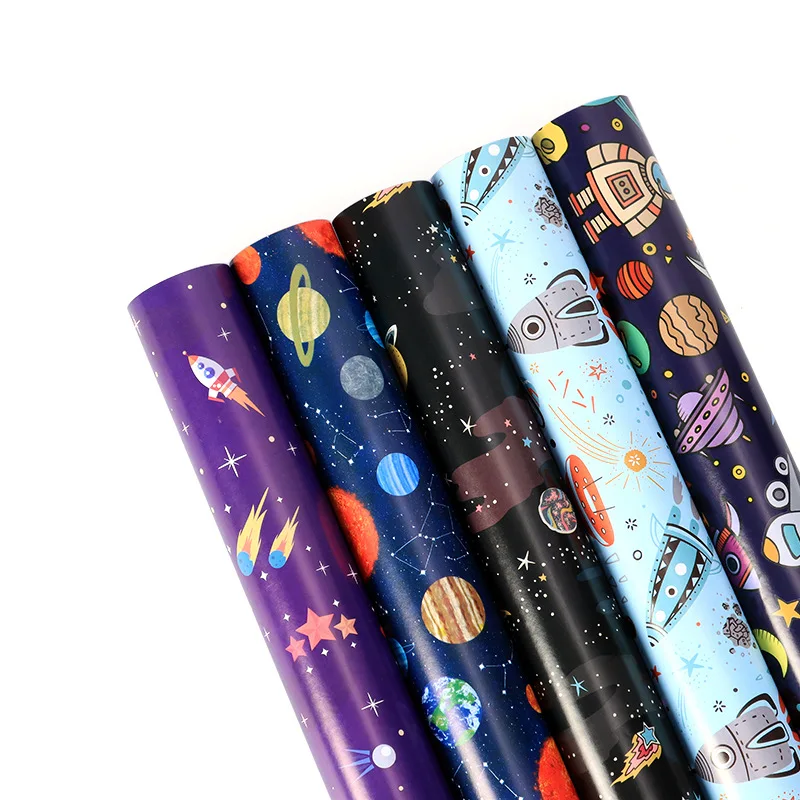 10pcs Cartoon Planet Rocket Gift Wrapping Paper Kids Birthday Children\'s Day Gift Box Packaging Paper Tissue Paper 50x70cm