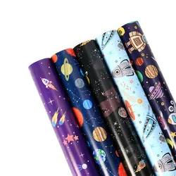 10pcs Cartoon Planet Rocket Gift Wrapping Paper Kids Birthday Children's Day Gift Box Packaging Paper Tissue Paper 50x70cm