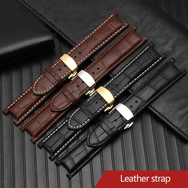 Genuine Leatehr Watchband for GC Guess PASHA W3108/HPI004 Men Women Strap Butterfly Buckle Notch Bracelet 20*11 20*12mm 22*13mm