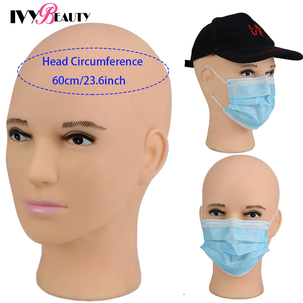 23.6inch Large Size Male Blad Mannequin Training Head With Stand For Making Wigs Cosmetology Manikin Head Dolls Wig Stand Holder