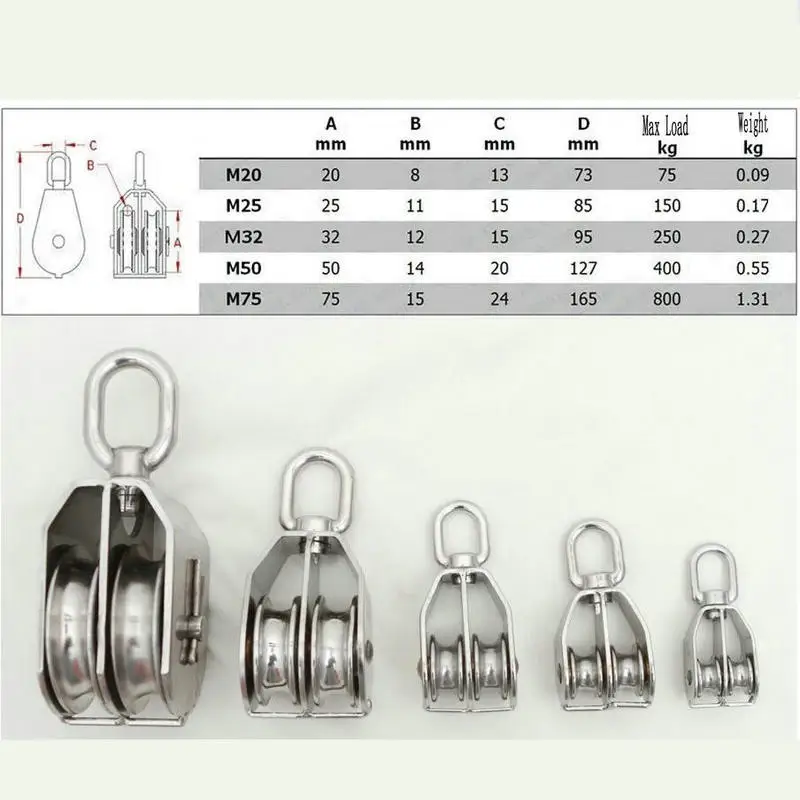 Imagem -06 - Lifting Wire Rope Cadeia Polia Olho Giratório Sinlge Double Sheave Block M15-m100 Aço Inoxidável hq