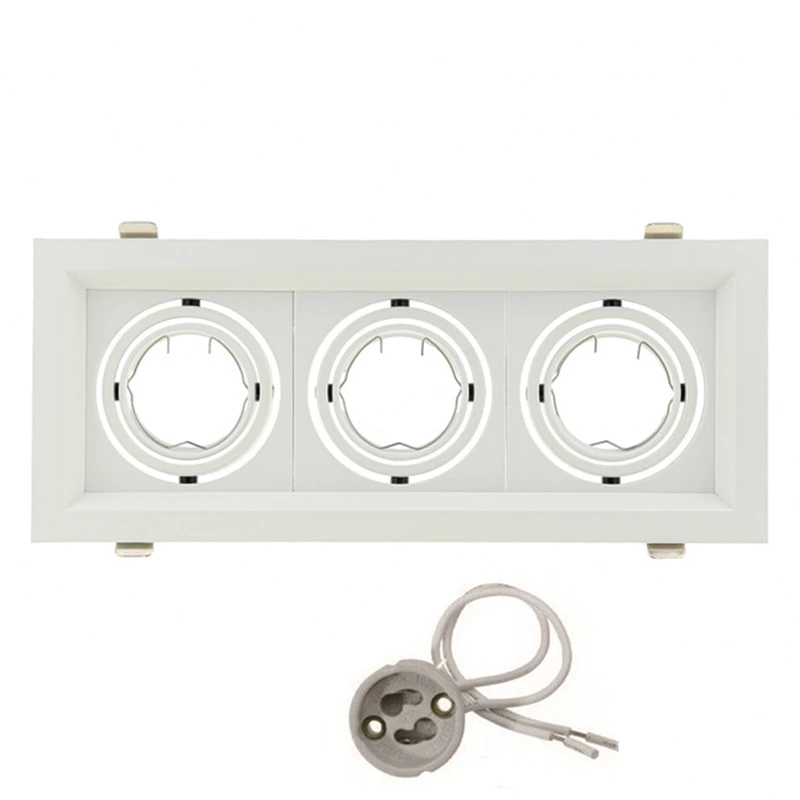 Vierkante Dubbele Ring Led Plafond Downlights Verzonken Verstelbare GU10 MR16 Lamp Socket Base Spot Lampen Houder Frame Beugel Fitting - afbeelding 1