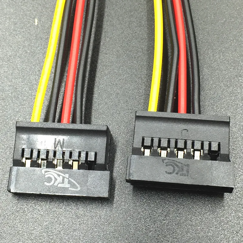 Câble d'extension d'alimentation pour disque dur, 4 broches, IDE Molex vers double SATA, 15 broches, séparateur ATA SATA Y, connecteur de câble adaptateur pour double disque dur