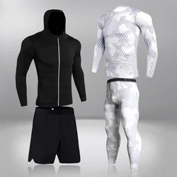 Neue Stretch Ski Unterwäsche Anzug Mode-Trend männer Schnell Trocknend Läuft Sportswear Gym Fitness Training Compression Set 4-stück